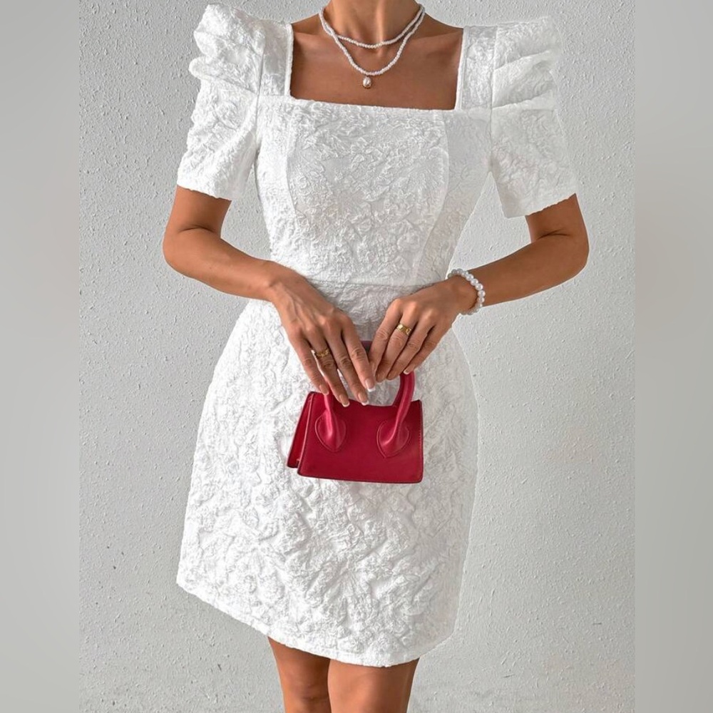 White corset dress with floral decals